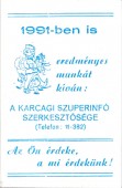 Szuperinfó - kártyanaptár 1991/1