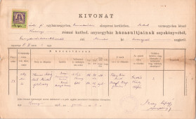 Római katolikus házassági anyakönyvi kivonat
