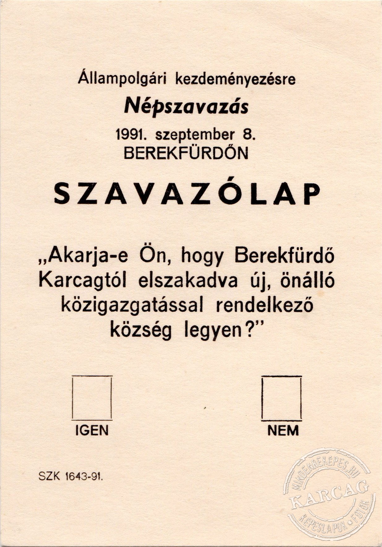 Népszavazás Berekfürdő elszakadásáról