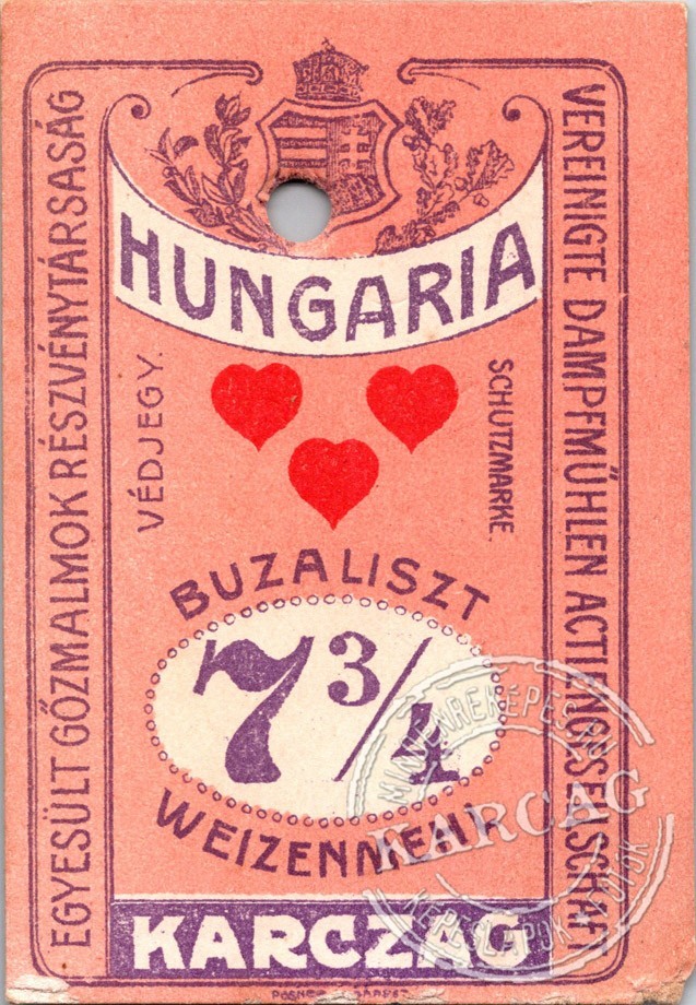 HUNGARIA KARCZAG - BUZALISZT "7 ¾" zsákkártya 