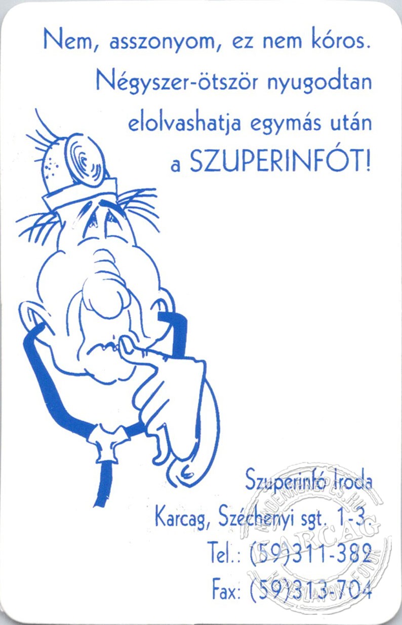 Szuperinfó - kártyanaptár 1998/1