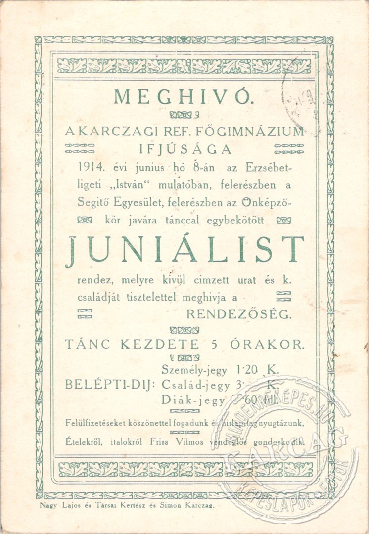 MEGHÍVÓ JUNIÁLISRA