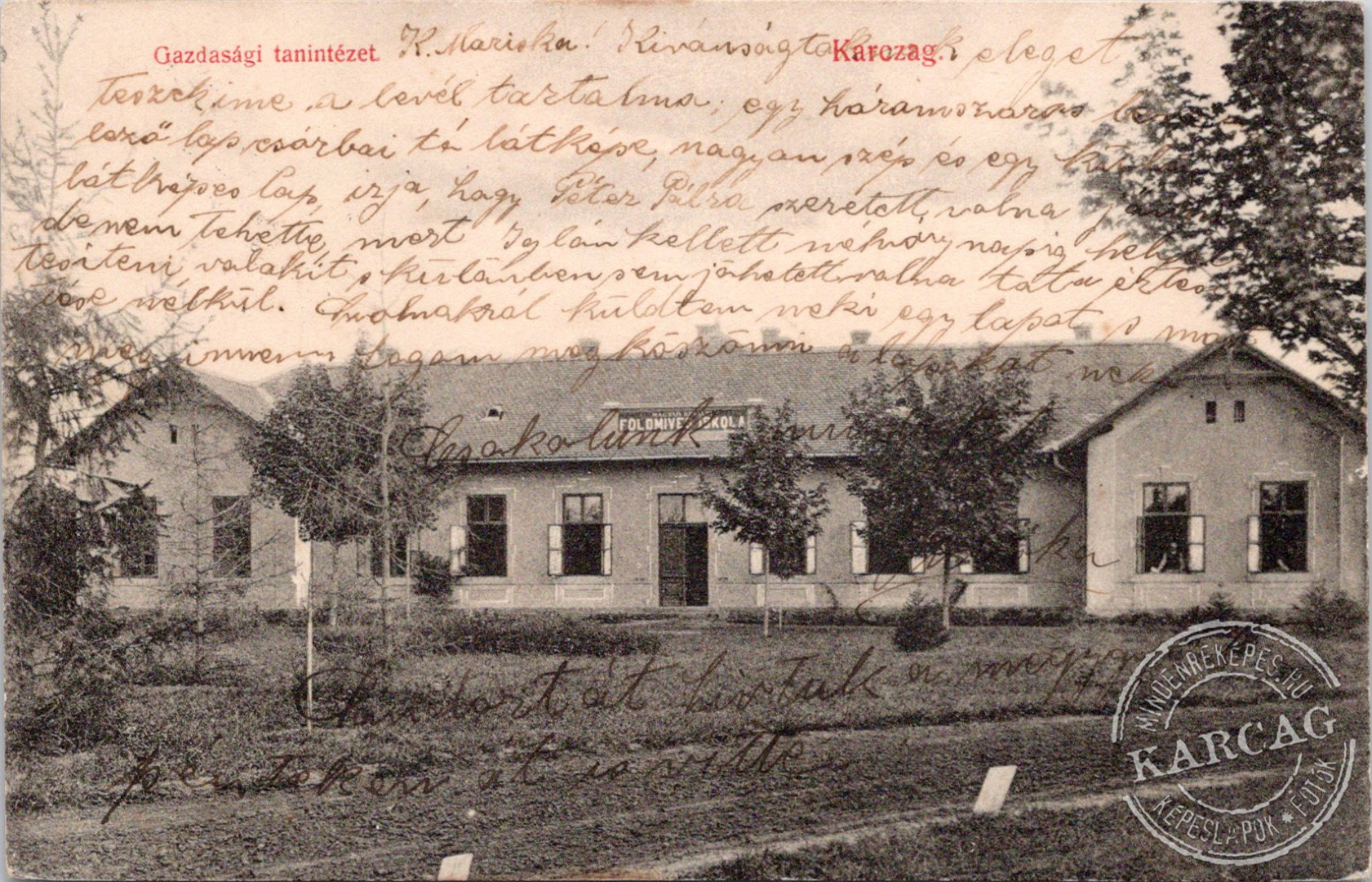 Gazdasági tanintézet. Karczag.