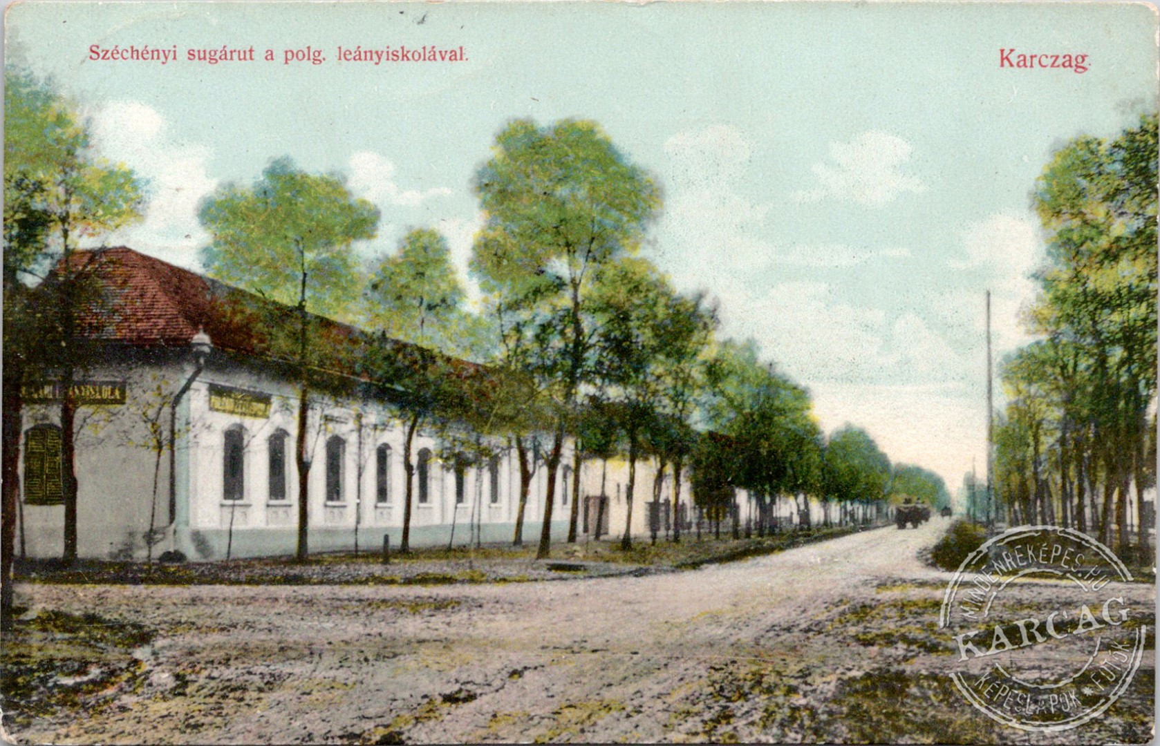 Széchényi sugárut a polg. leányiskolával. Karczag.