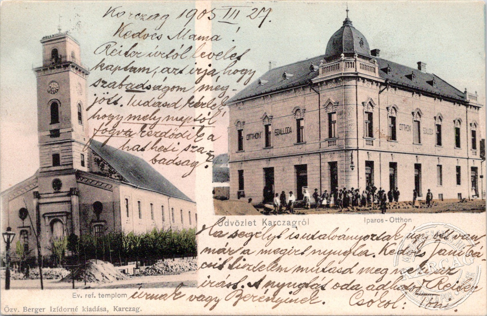 Üdvözlet Karczagról. Iparos - Otthon, Ev. ref. templom