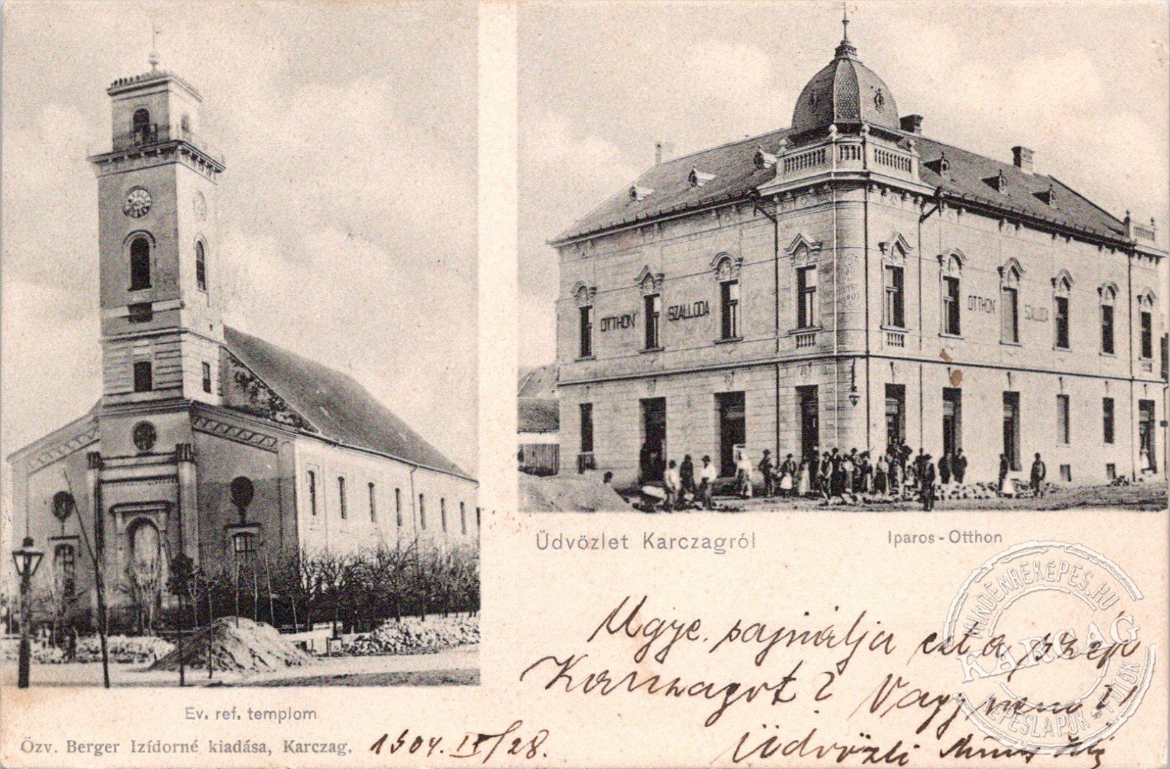 Üdvözlet Karczagról. Iparos - Otthon, Ev. ref. templom