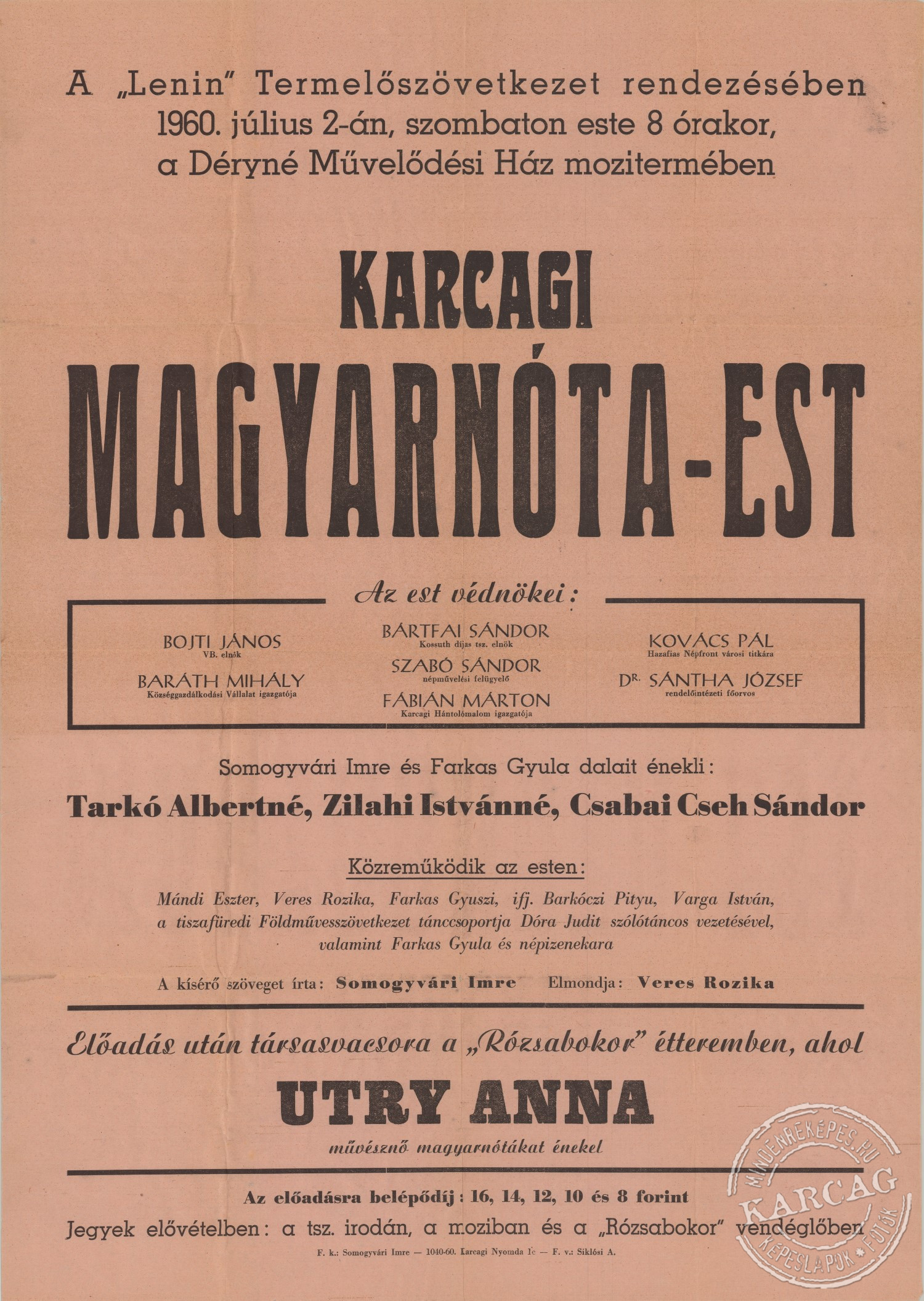 KARCAGI MAGYARNÓTA-EST 1960