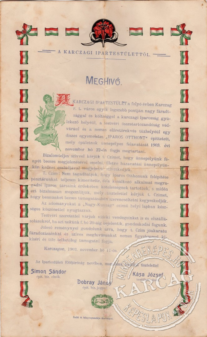 A karczagi Ipartestület házavatási ünnepélye