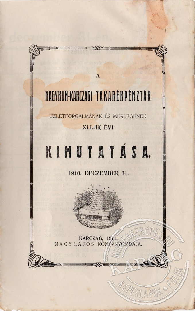 Takarékpénztári kimutatás 1911