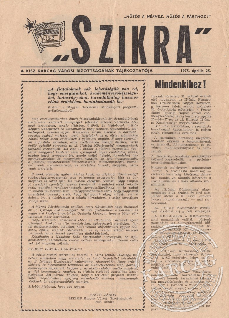 "SZIKRA" - 1975. április 25.