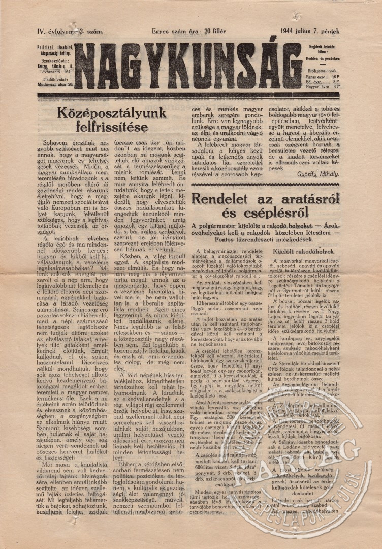 NAGYKUNSÁG - 1944. július 7.