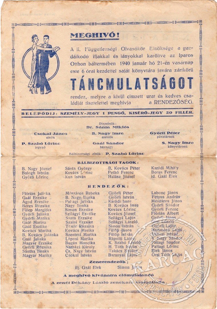 Meghívó táncmulatságra