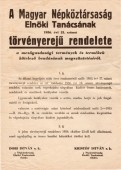A Magyar Népköztársaság rendelete