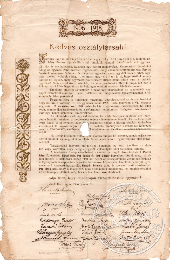 Kedves osztálytársak!