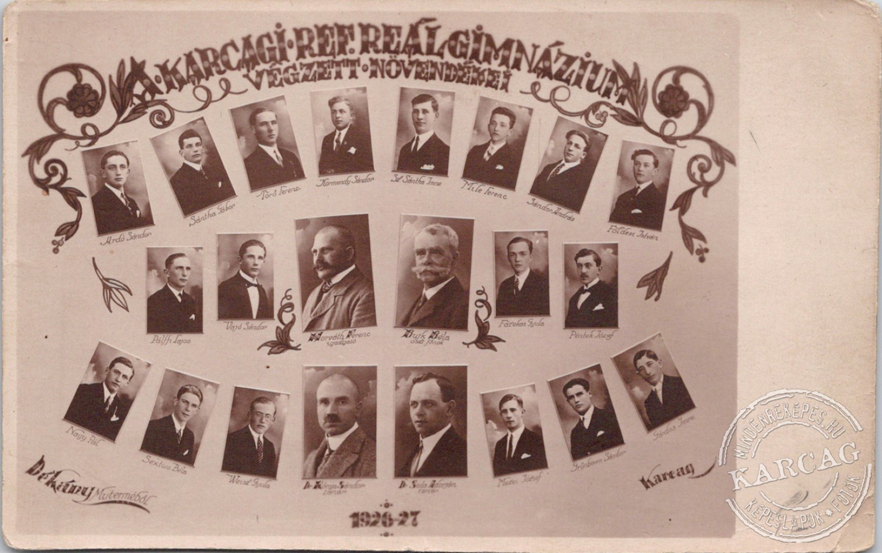 A KARCAGI REF. REÁLGIMNÁZIUM VÉGZETT NÖVENDÉKEI 1926-27